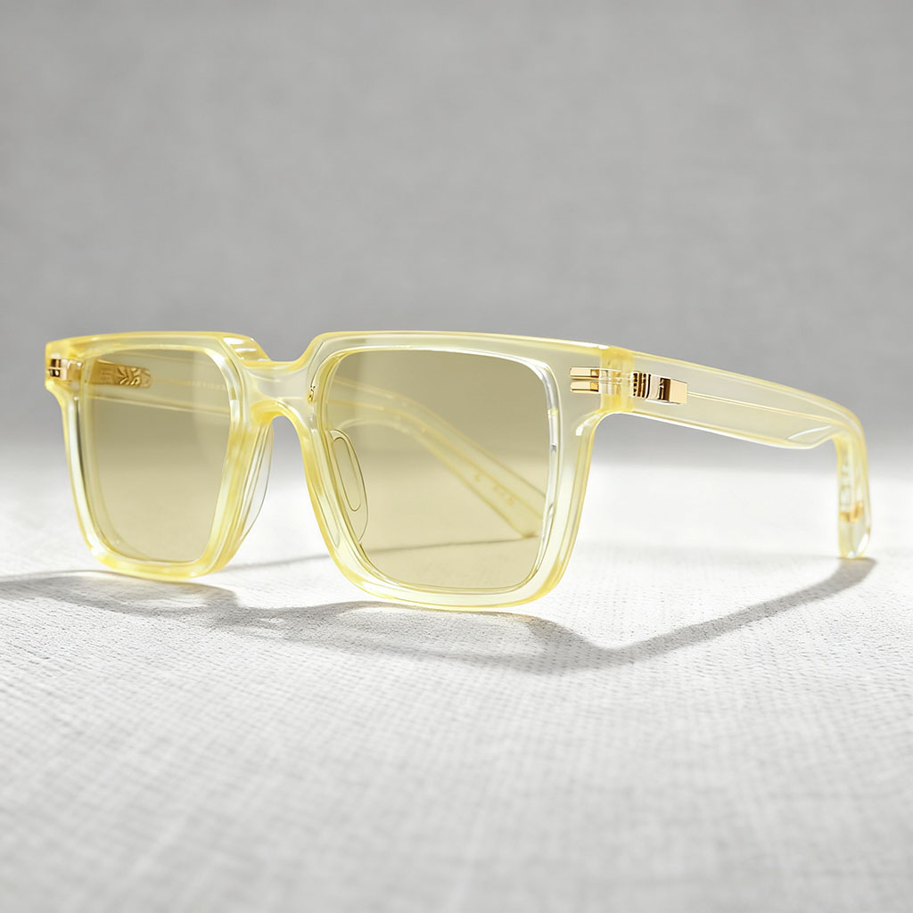Transparent Square-Frame Sunglasses with Premium Aesthetic