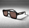 Sophisticated Oversized Square Double-Bridge Sunglasses with Brown Lenses