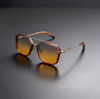 Hexagonal Double-Bridge Aviators (Color-FrameGold,.Amber Gradient)