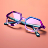 Polygonal framed anti blue light glasses