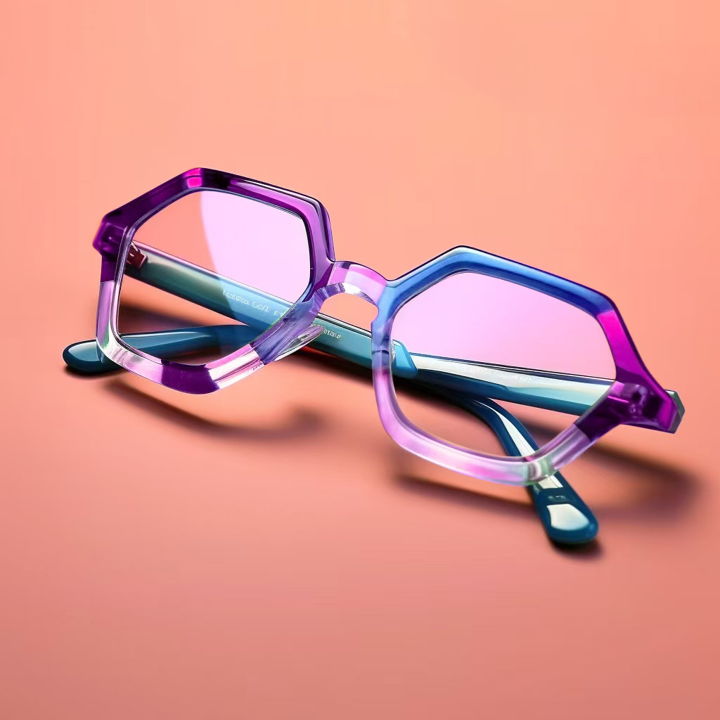Polygonal framed anti blue light glasses