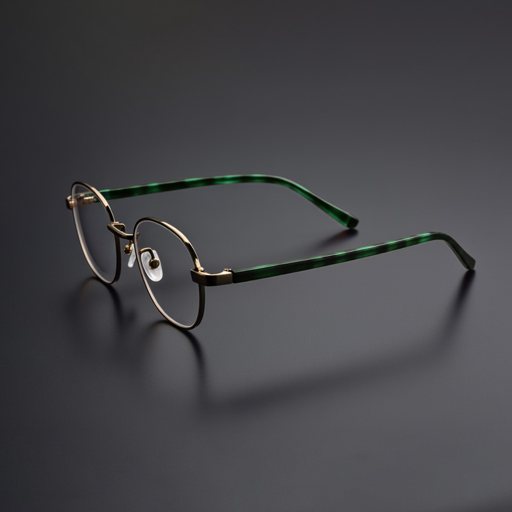Round-Rim Eyeglasses (Tortoise Temple. Gold)
