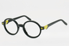Kids' Classic Black Contrast Yellow Round Frame Decorative Glasses