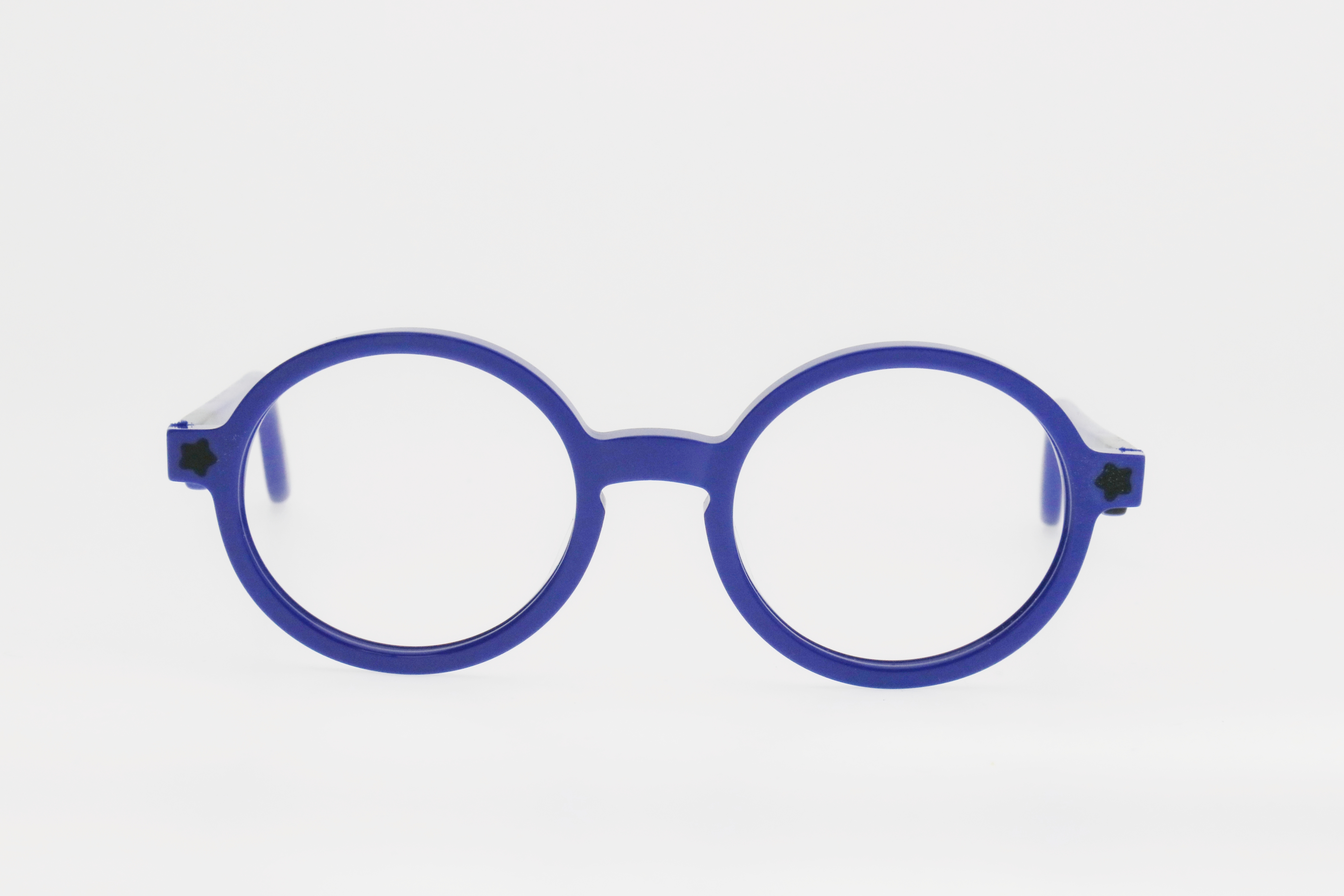 Children's Blue Contrast Color Round Frame Decorative Glasses
