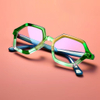 Polygonal framed anti blue light glasses