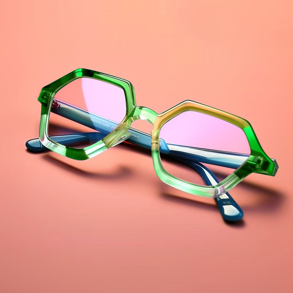 Polygonal framed anti blue light glasses