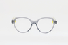 Kids' Translucent Light Gray & Lemon Yellow Contrast Round Frame Glasses