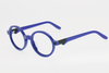 Children's Blue Contrast Color Round Frame Decorative Glasses