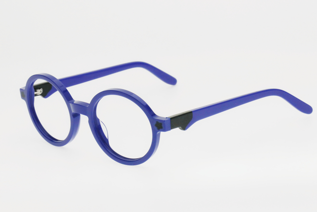 Children's Blue Contrast Color Round Frame Decorative Glasses
