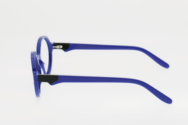 Children's Blue Contrast Color Round Frame Decorative Glasses