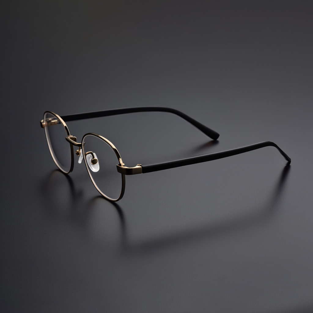 Round-Rim Eyeglasses (Tortoise Temple. Gold)