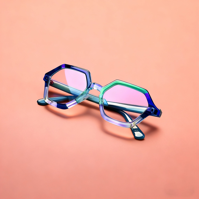 Polygonal framed anti blue light glasses