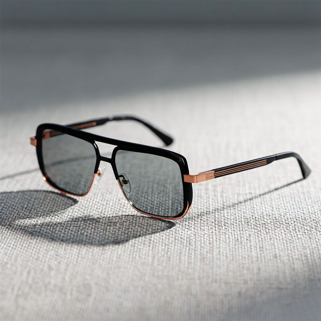 Elevated Rose Gold Square Aviator Sunglasses with Gray Lenses