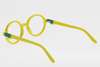 Children's Lemon Yellow Contrast Color Round Frame Decorative Glasses