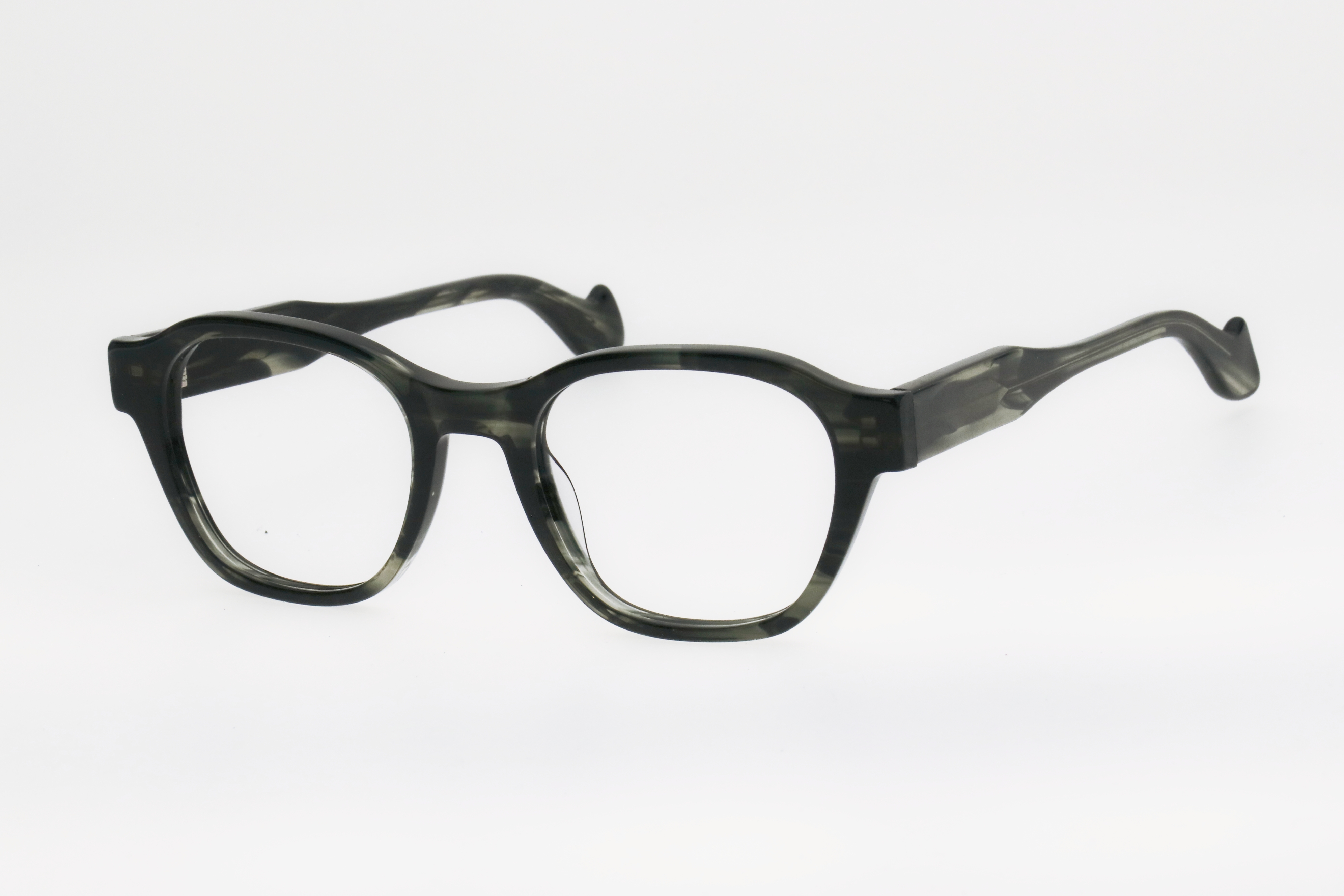 Adults' Forest Green Marble Round-Square Frame Glasses