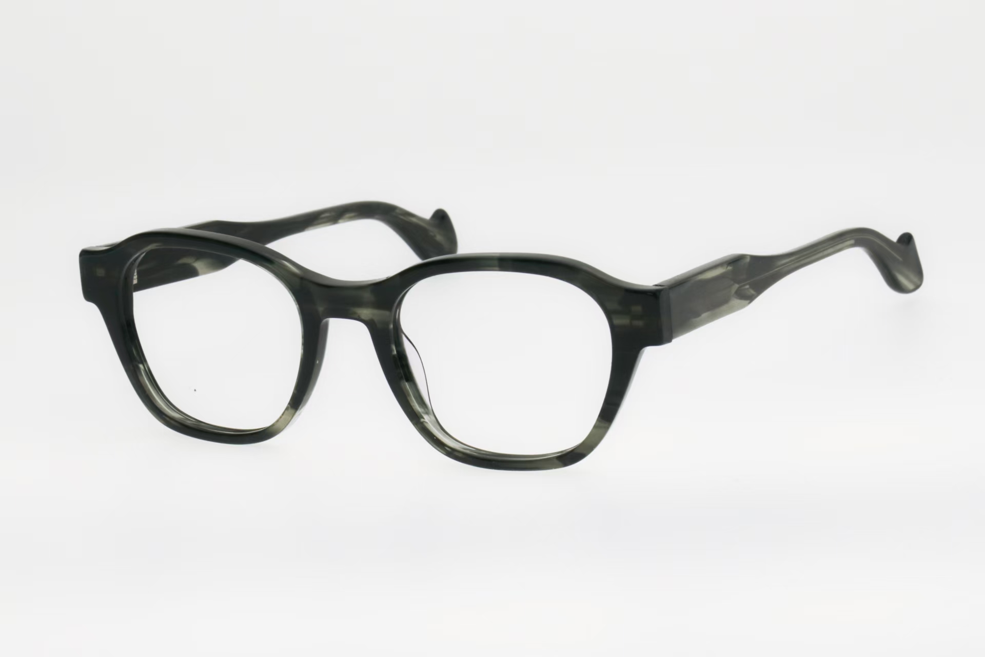 Adults' Forest Green Marble Round-Square Frame Glasses