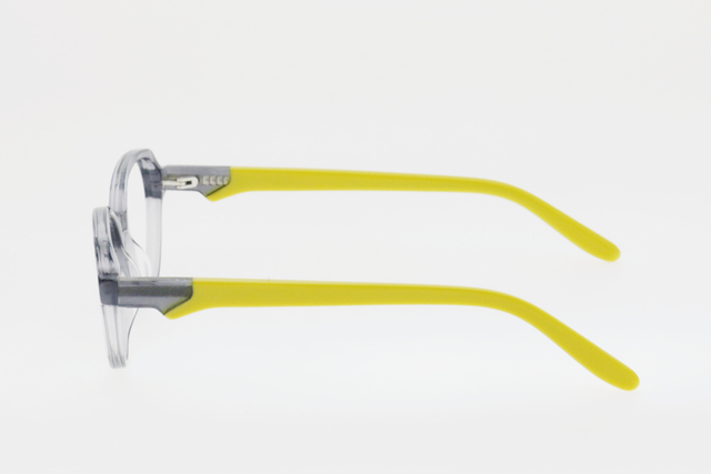 Kids' Translucent Light Gray & Lemon Yellow Contrast Round Frame Glasses