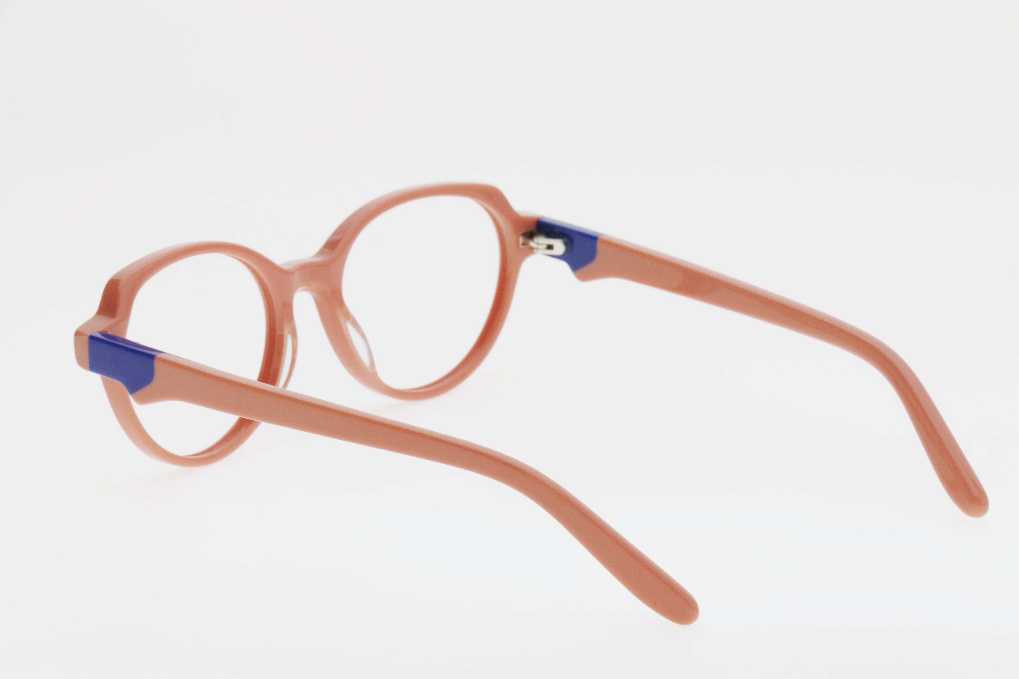 Kids' Soft Pink & Royal Blue Contrast Round Frame Glasses 