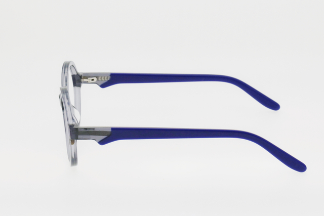 Children's White & Blue Contrast Color Round Frame Decorative Glasses