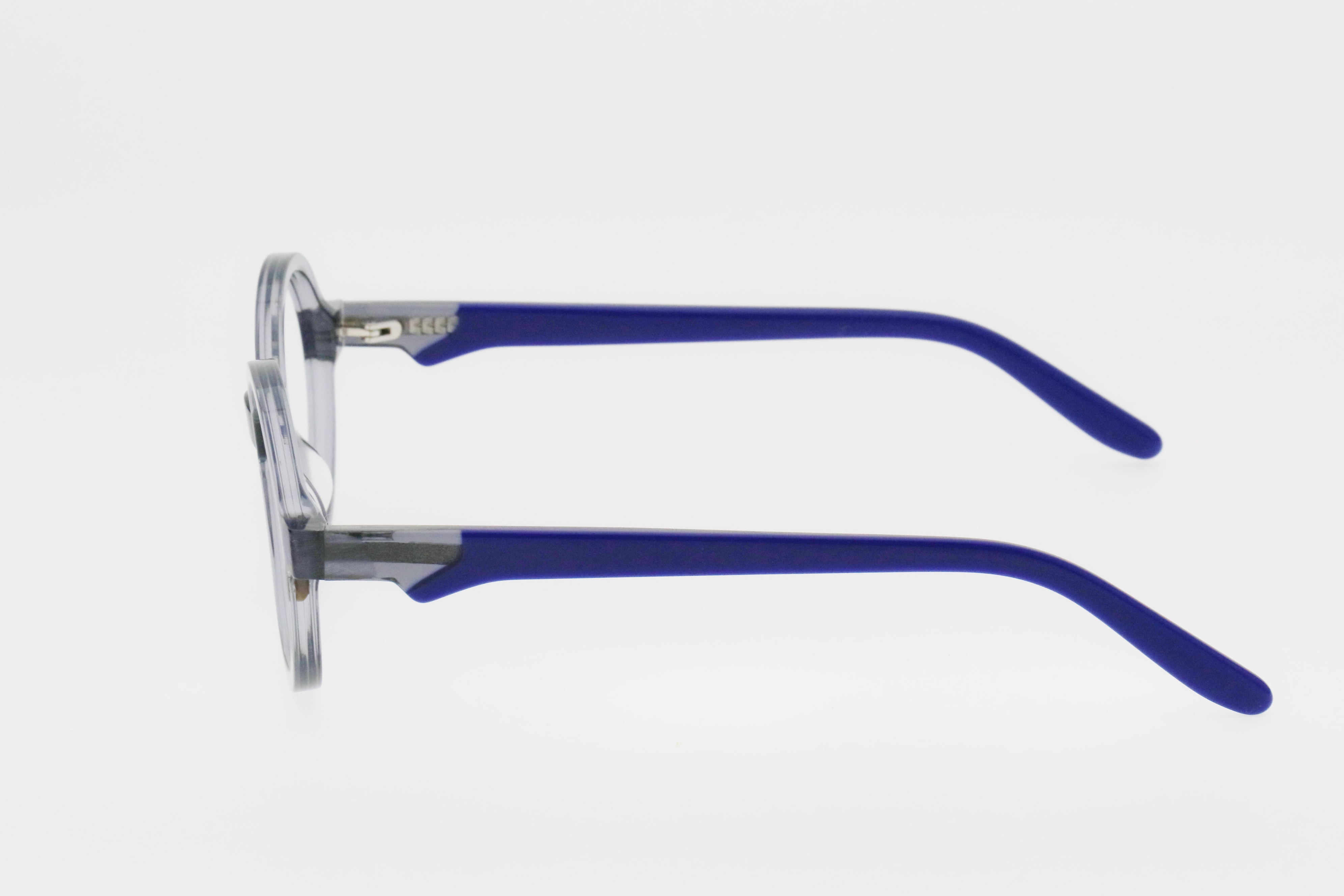 Children's White & Blue Contrast Color Round Frame Decorative Glasses