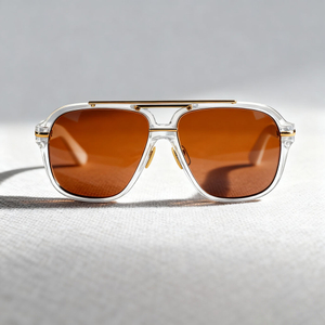 Sophisticated Double-Bridge Aviator Sunglasses with Gold Accents and Brown Lenses