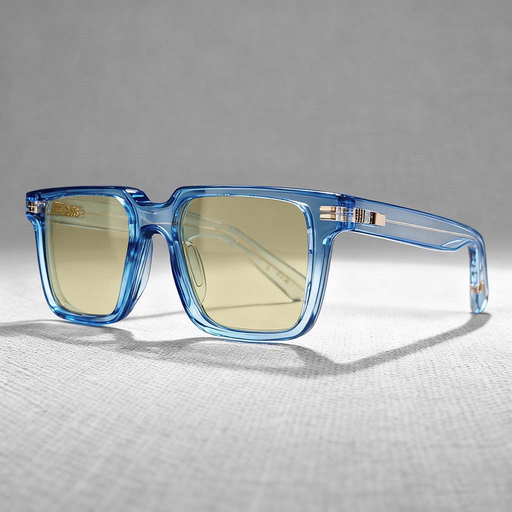Transparent Square-Frame Sunglasses with Premium Aesthetic