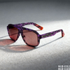 Elevated Square Double-Bridge Sunglasses with Transparent Color Frames & Red Lenses
