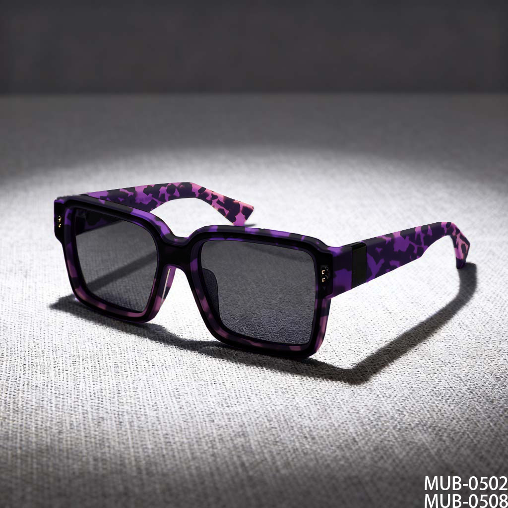 Elevated Square Sunglasses with Color-Block Frames & Gray Lenses