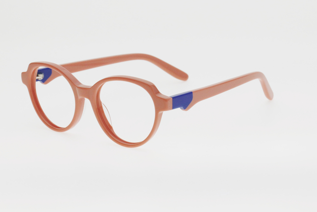 Kids' Soft Pink & Royal Blue Contrast Round Frame Glasses 