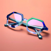 Polygonal framed anti blue light glasses