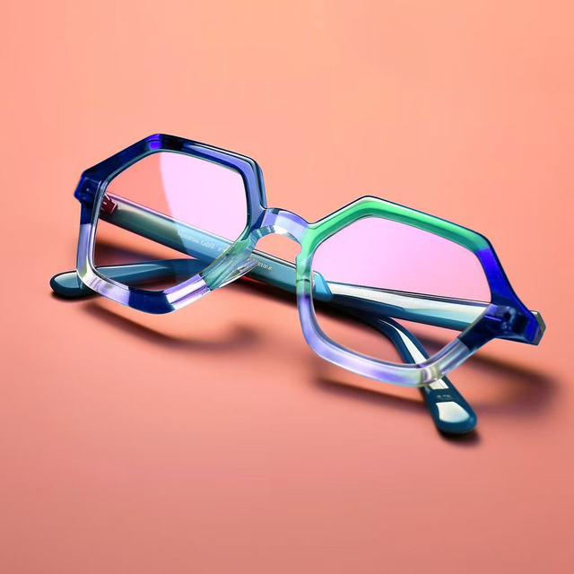 Polygonal framed anti blue light glasses