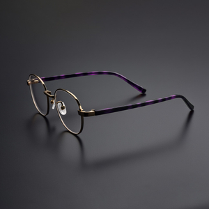 Round-Rim Eyeglasses (Tortoise Temple. Gold)