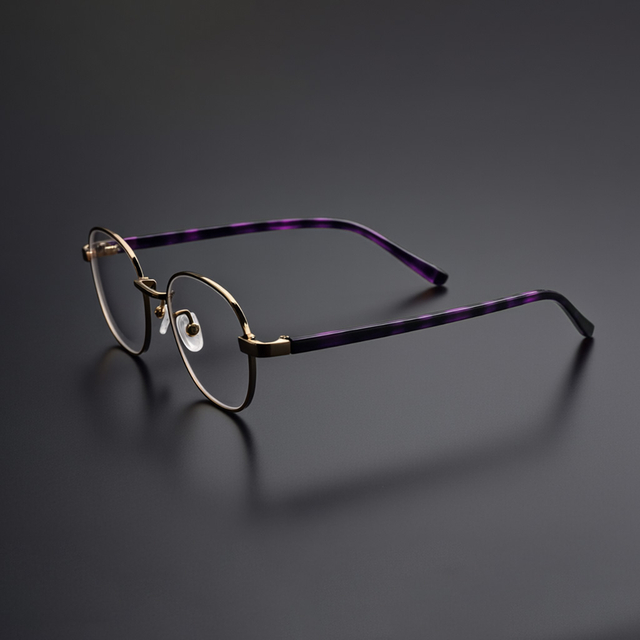Round-Rim Eyeglasses (Tortoise Temple. Gold)