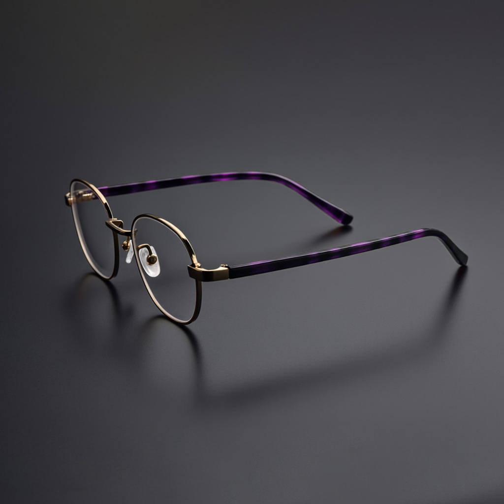 Round-Rim Eyeglasses (Tortoise Temple. Gold)