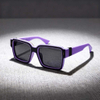 Elevated Square Sunglasses with Color-Block Frames & Gray Lenses