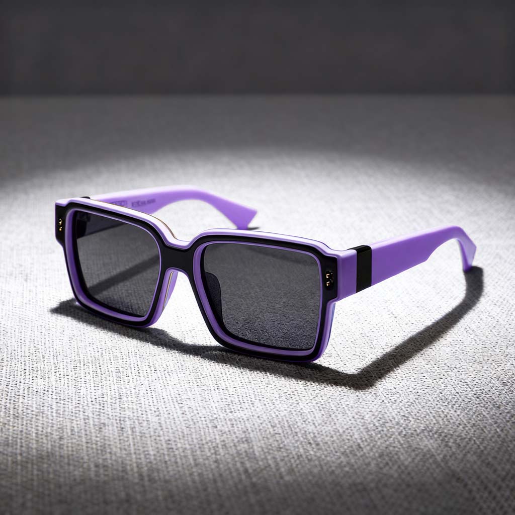 Elevated Square Sunglasses with Color-Block Frames & Gray Lenses