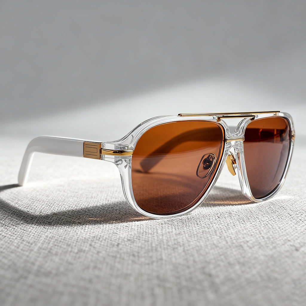 Sophisticated Double-Bridge Aviator Sunglasses with Gold Accents and Brown Lenses