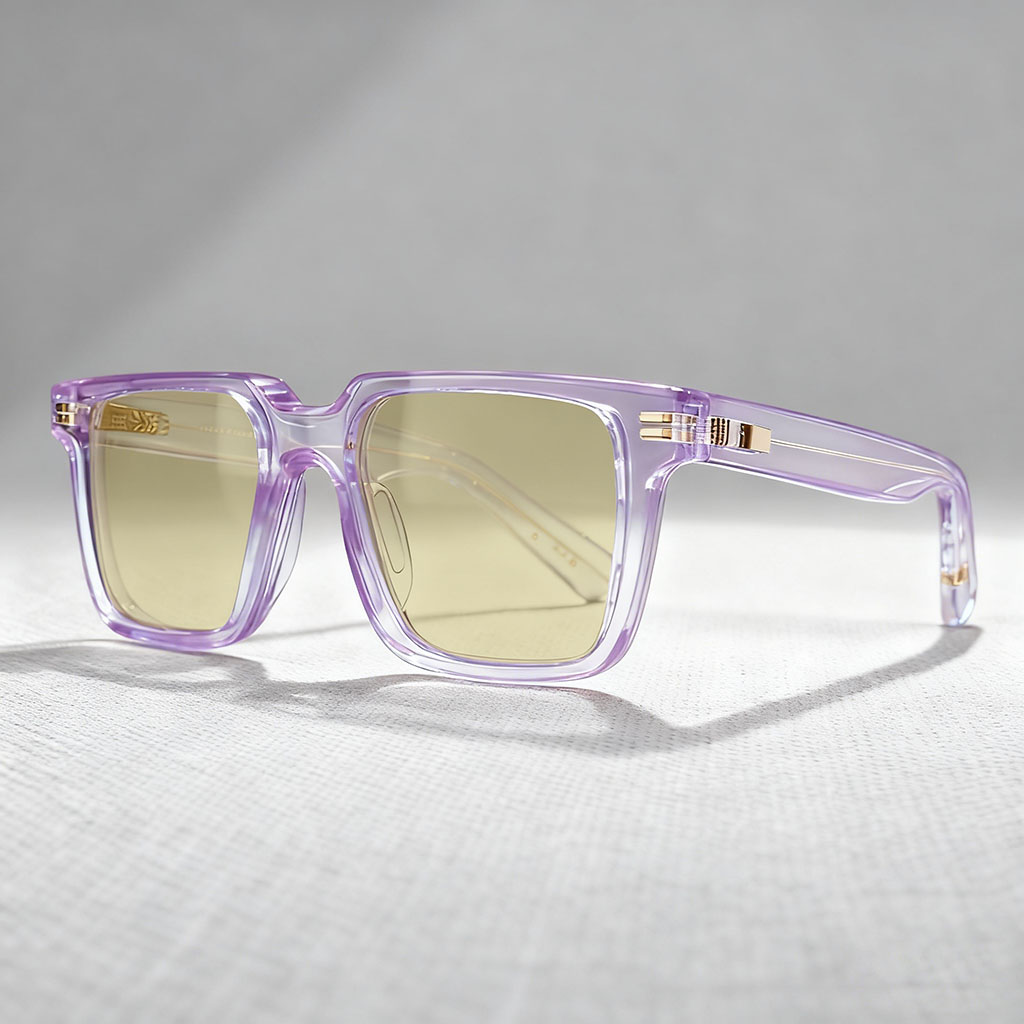 Transparent Square-Frame Sunglasses with Premium Aesthetic