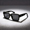 Elevated Square Sunglasses with Color-Block Frames & Gray Lenses