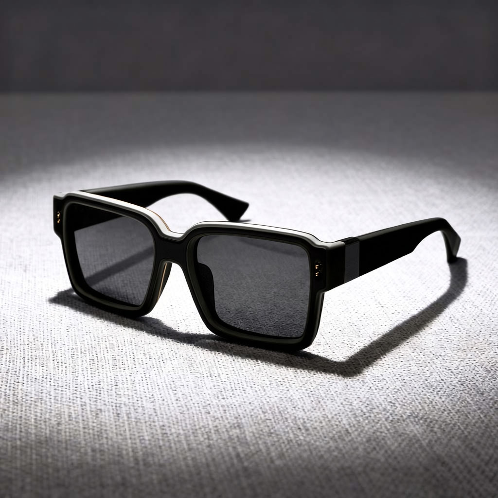 Elevated Square Sunglasses with Color-Block Frames & Gray Lenses