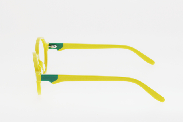 Children's Lemon Yellow Contrast Color Round Frame Decorative Glasses