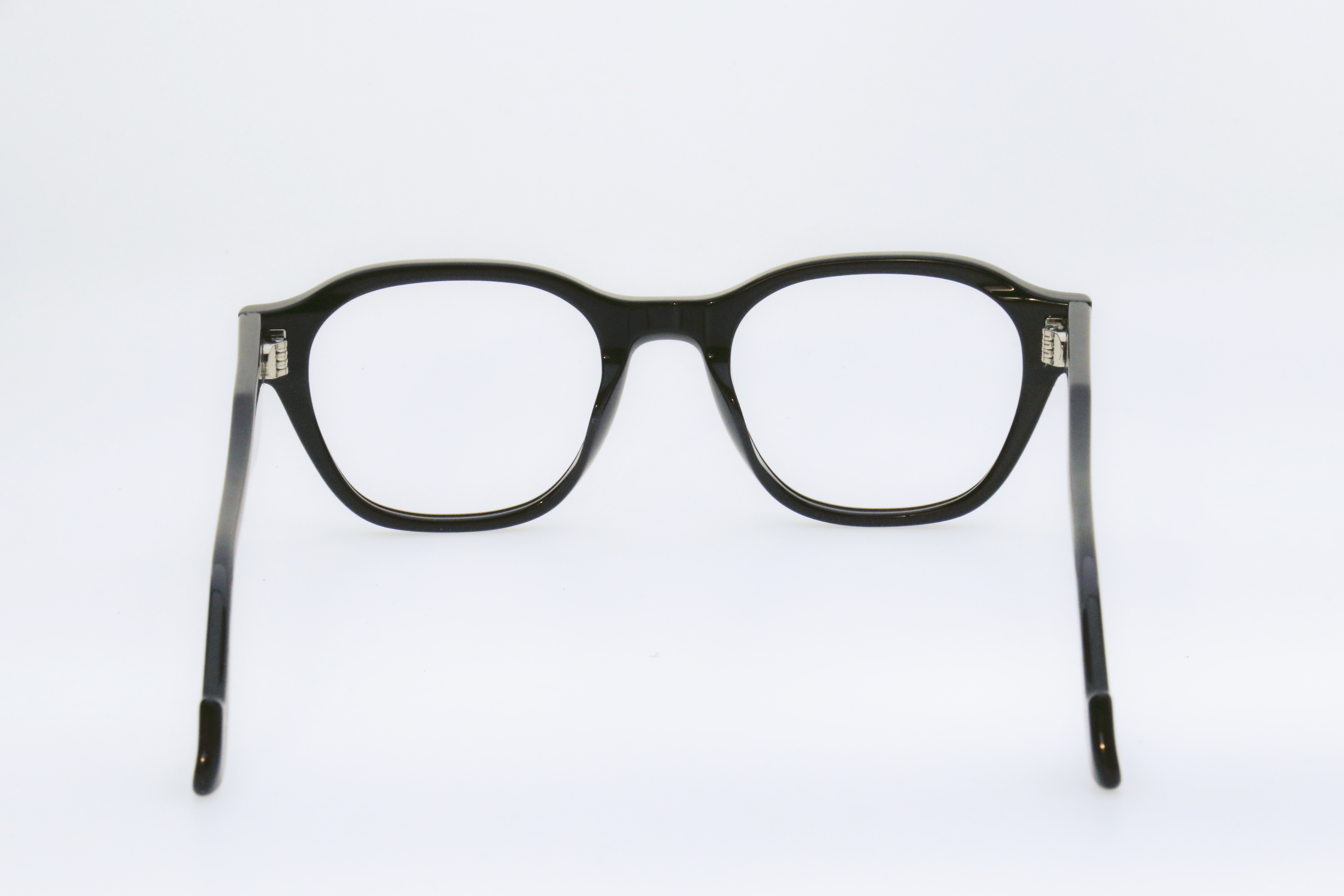 Adults' Glossy Black Retro Round-Frame Glasses