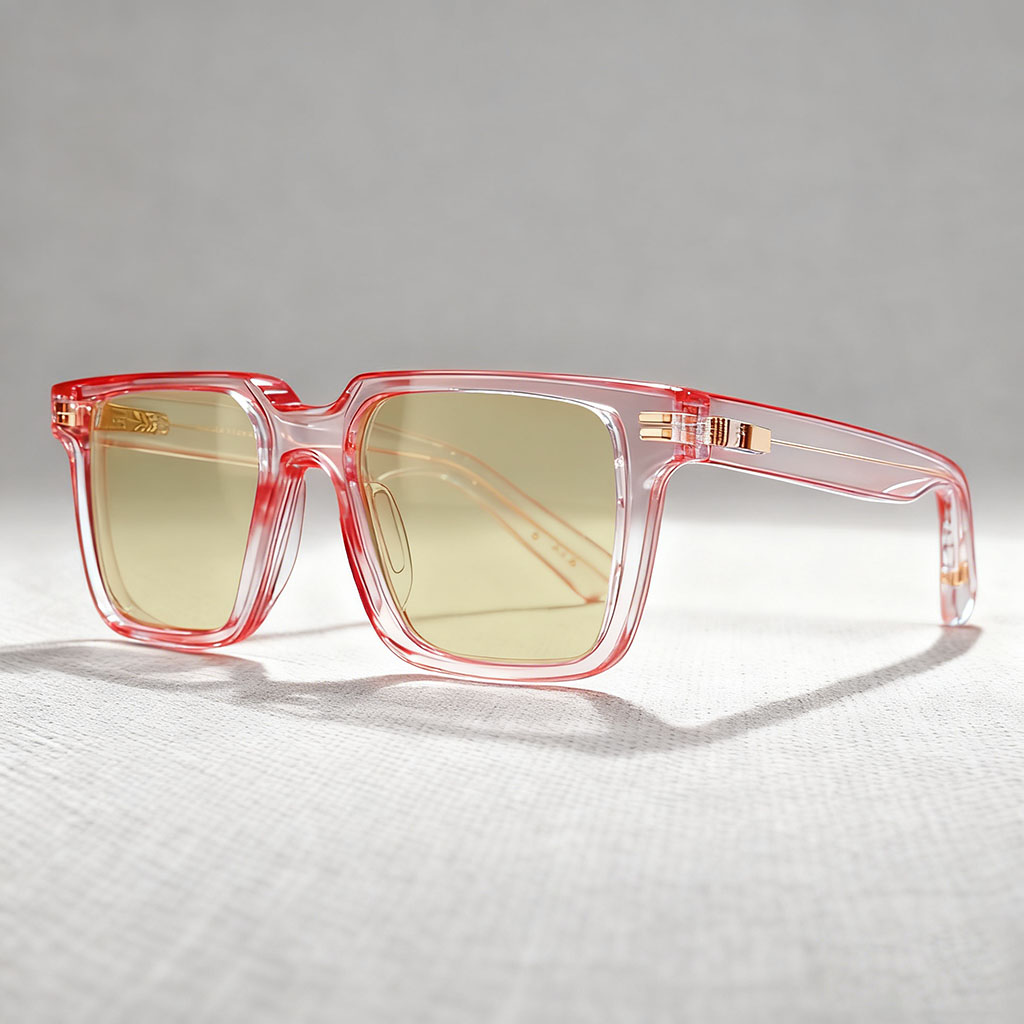Transparent Square-Frame Sunglasses with Premium Aesthetic