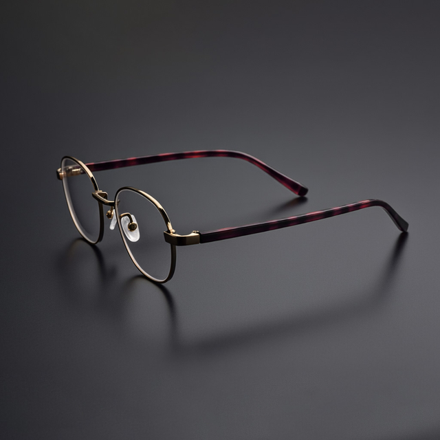 Round-Rim Eyeglasses (Tortoise Temple. Gold)
