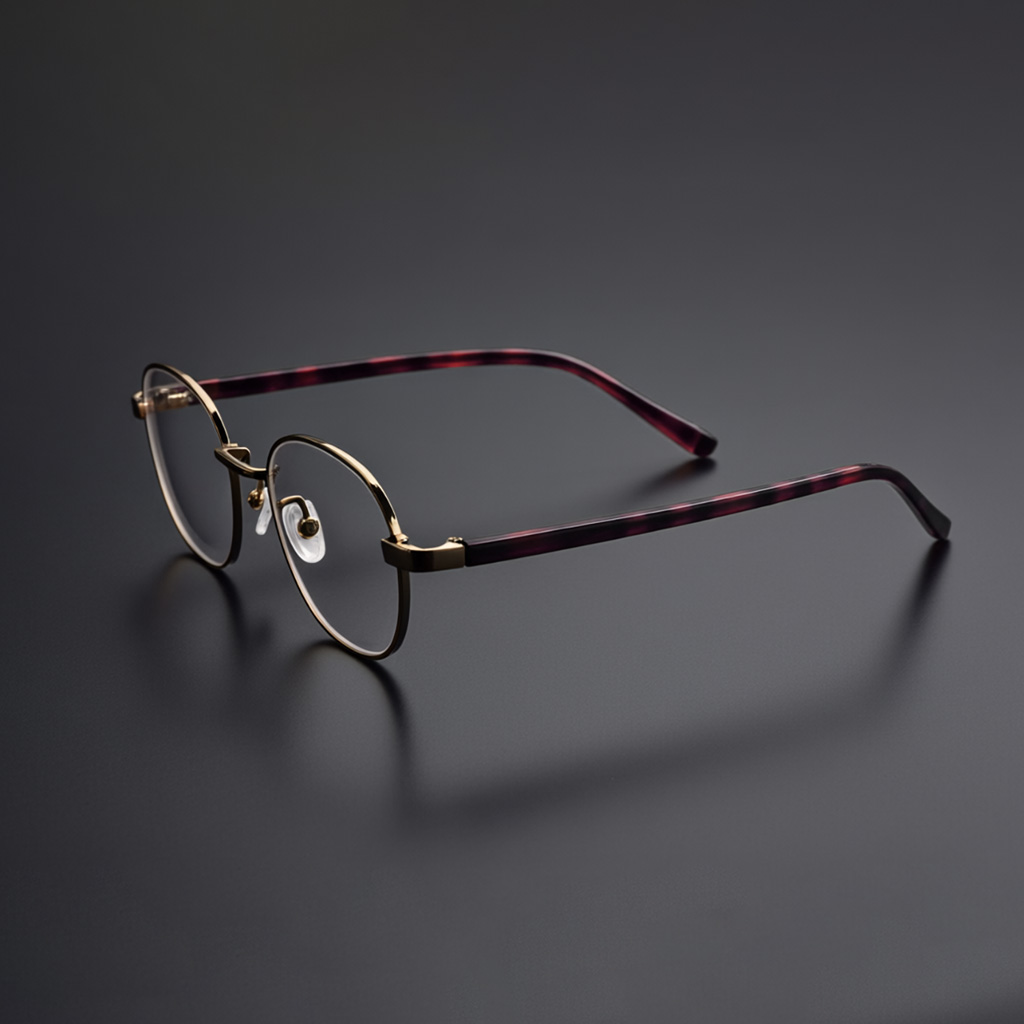 Round-Rim Eyeglasses (Tortoise Temple. Gold)