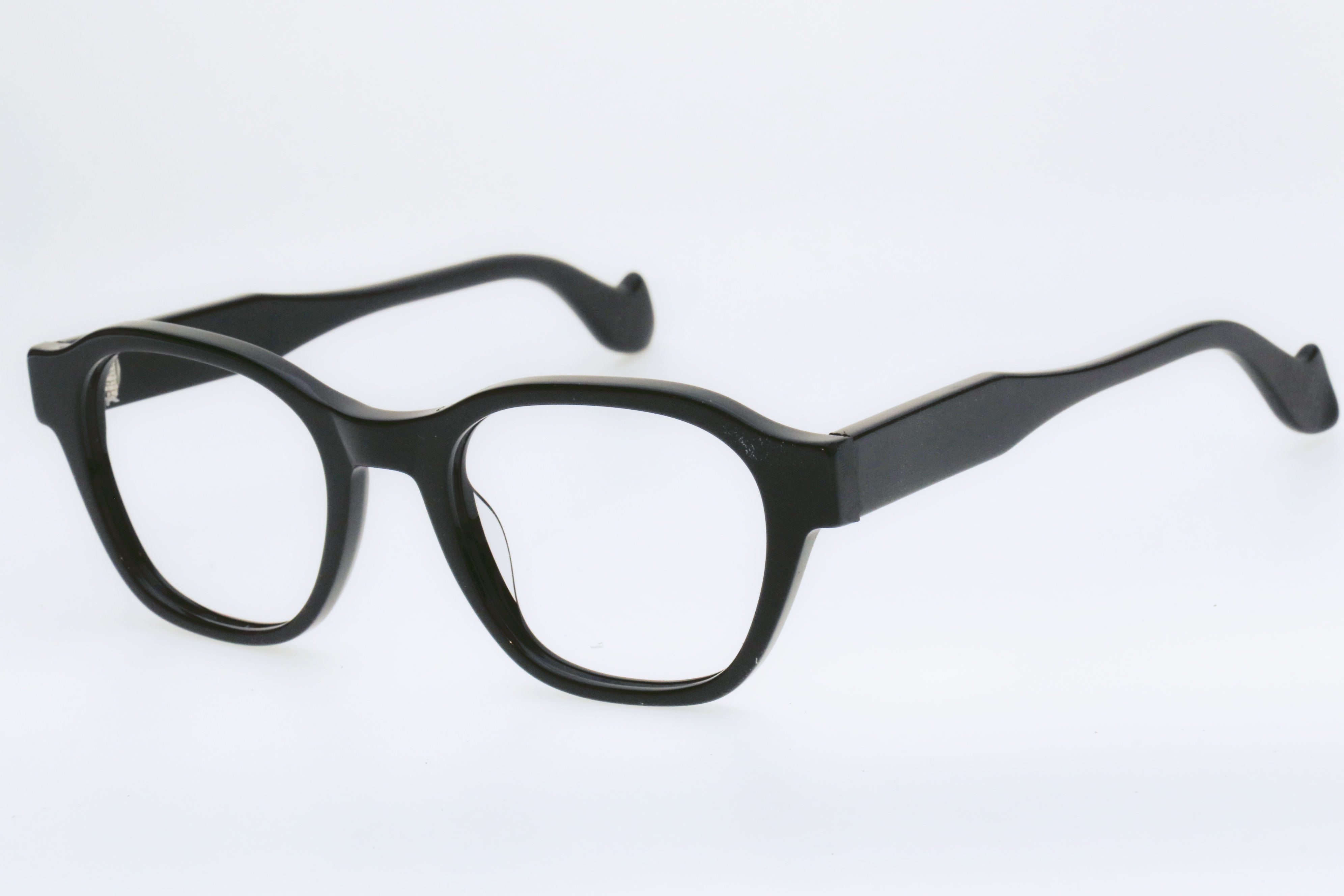 Adults' Glossy Black Retro Round-Frame Glasses