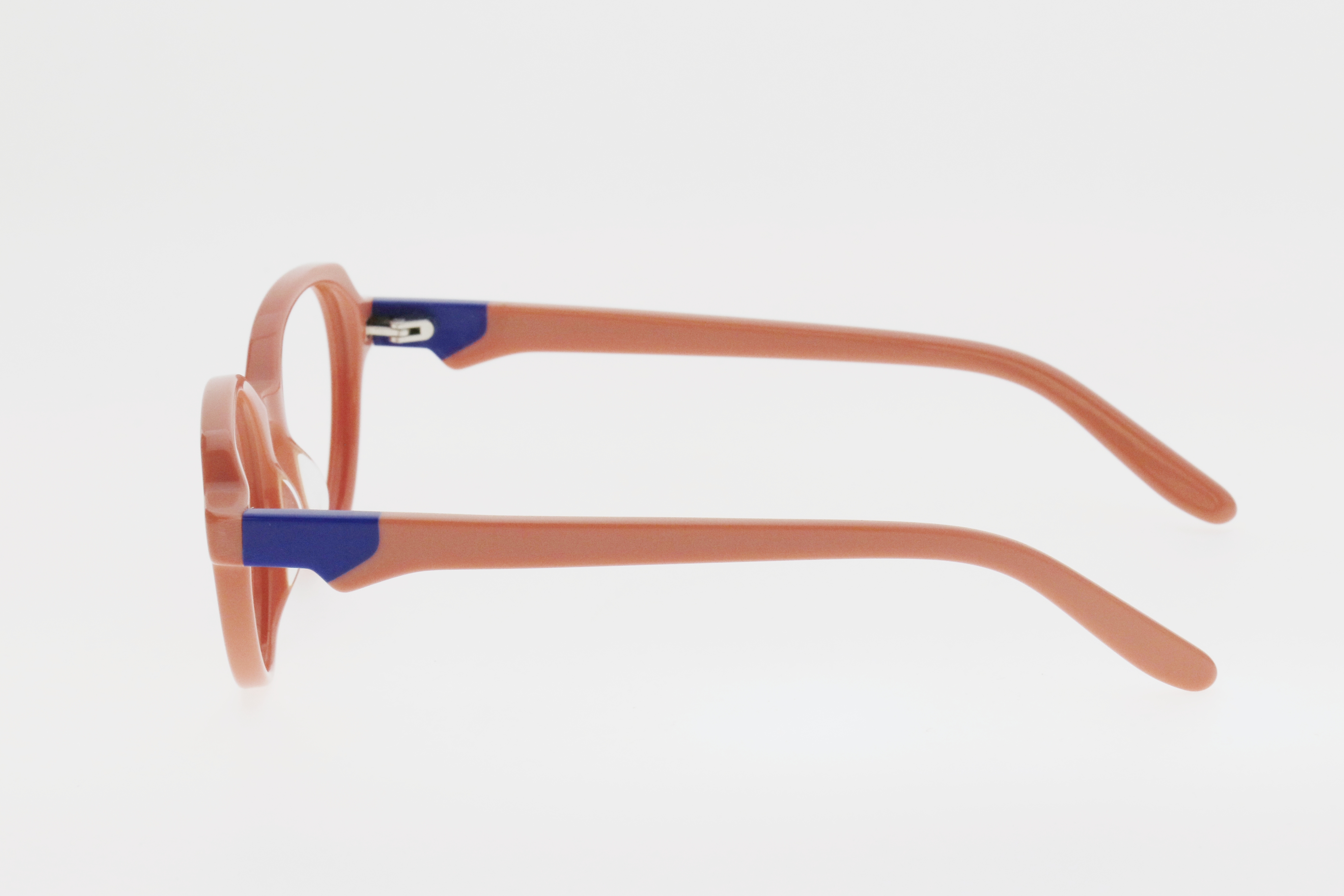 Kids' Soft Pink & Royal Blue Contrast Round Frame Glasses 