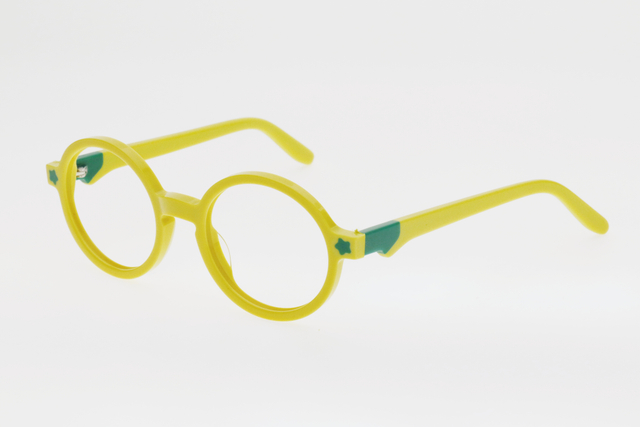 Children's Lemon Yellow Contrast Color Round Frame Decorative Glasses