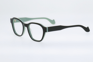 Adults' Forest Green & Mint Green Contrast Round-Frame Glasses