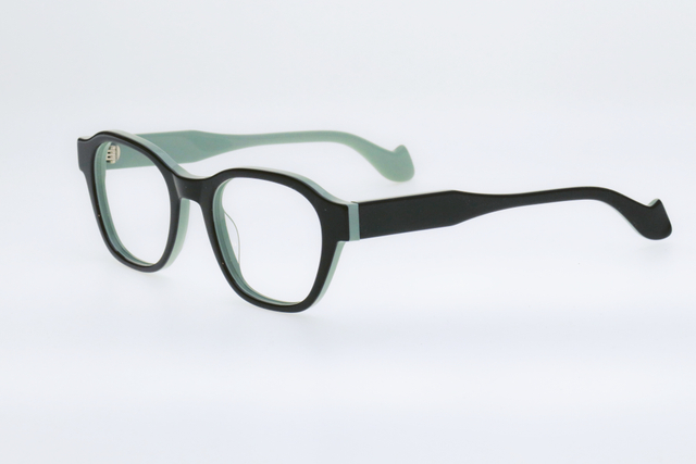 Adults' Forest Green & Mint Green Contrast Round-Frame Glasses